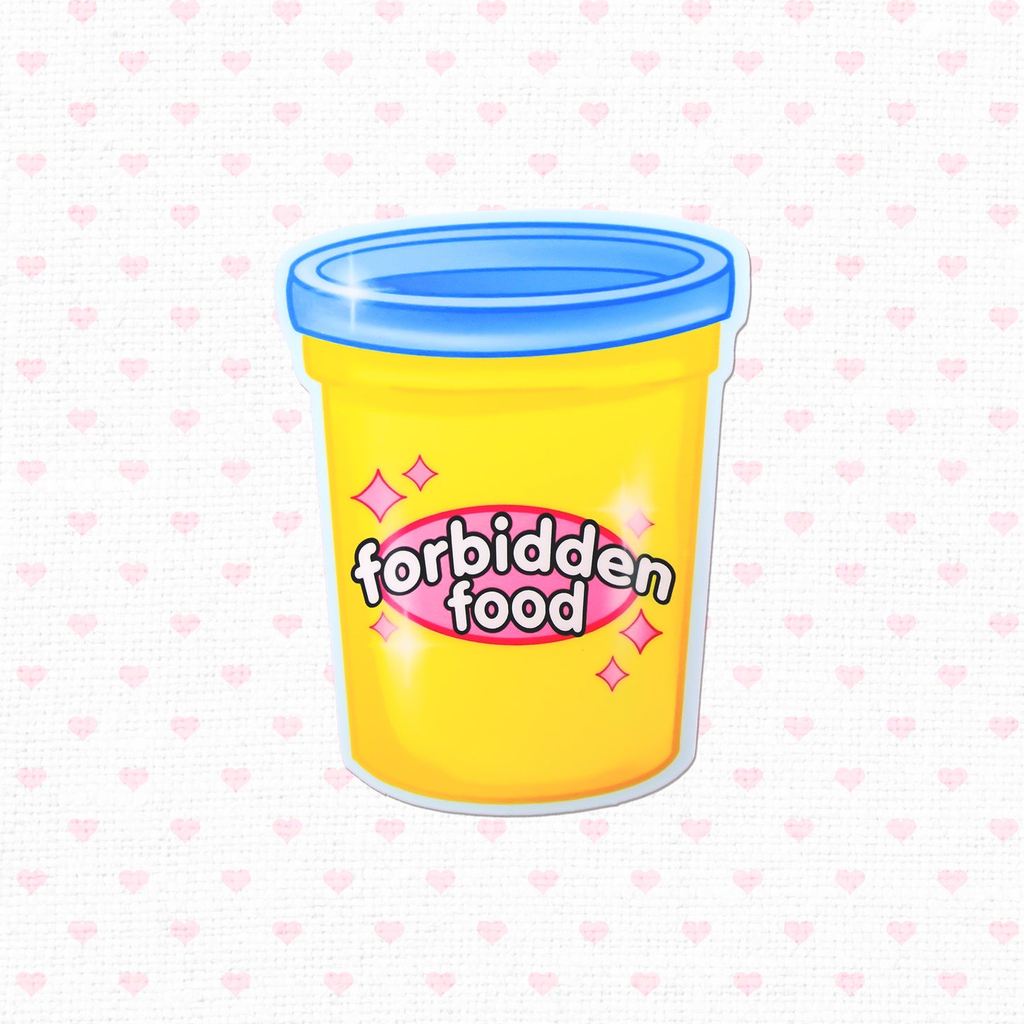 Vinyl sticker of a yellow toy clay container matte