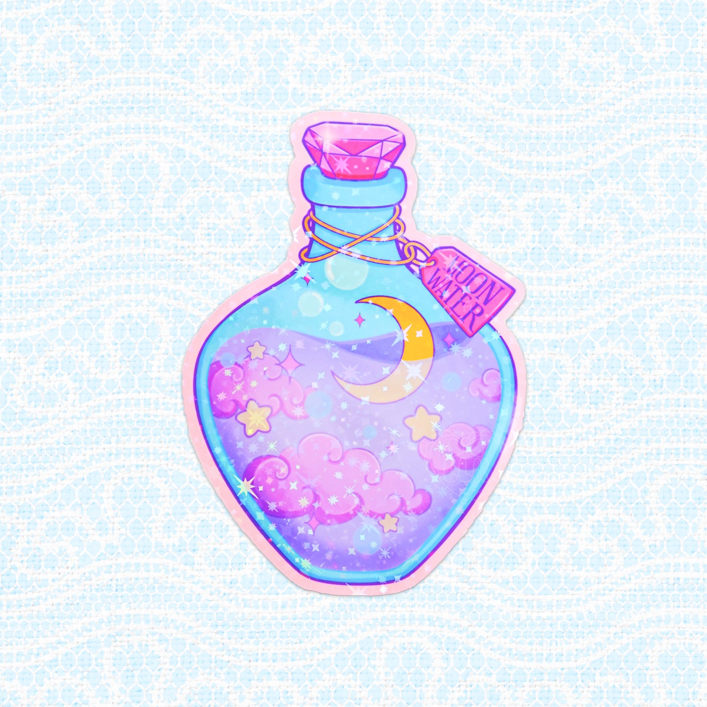 Holographic moon water bottle sticker