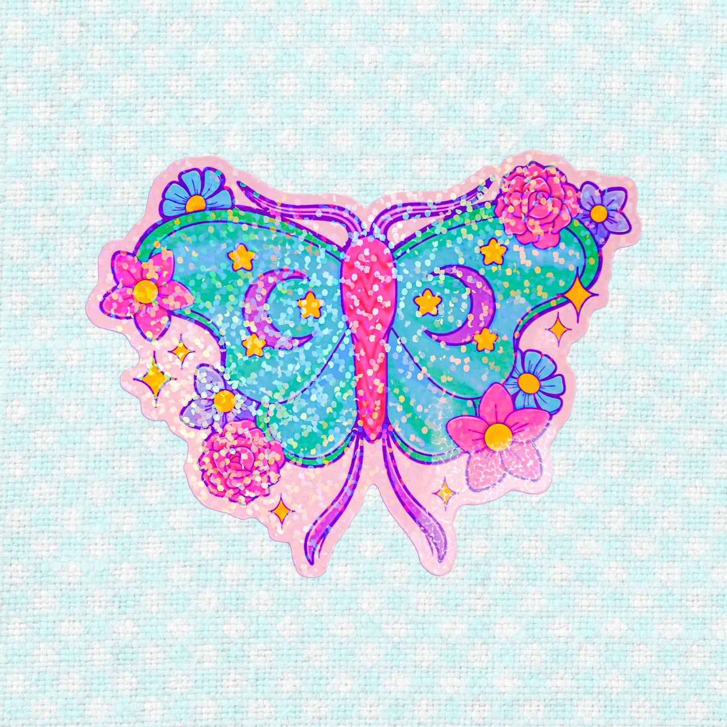 Holographic moon moth sticker