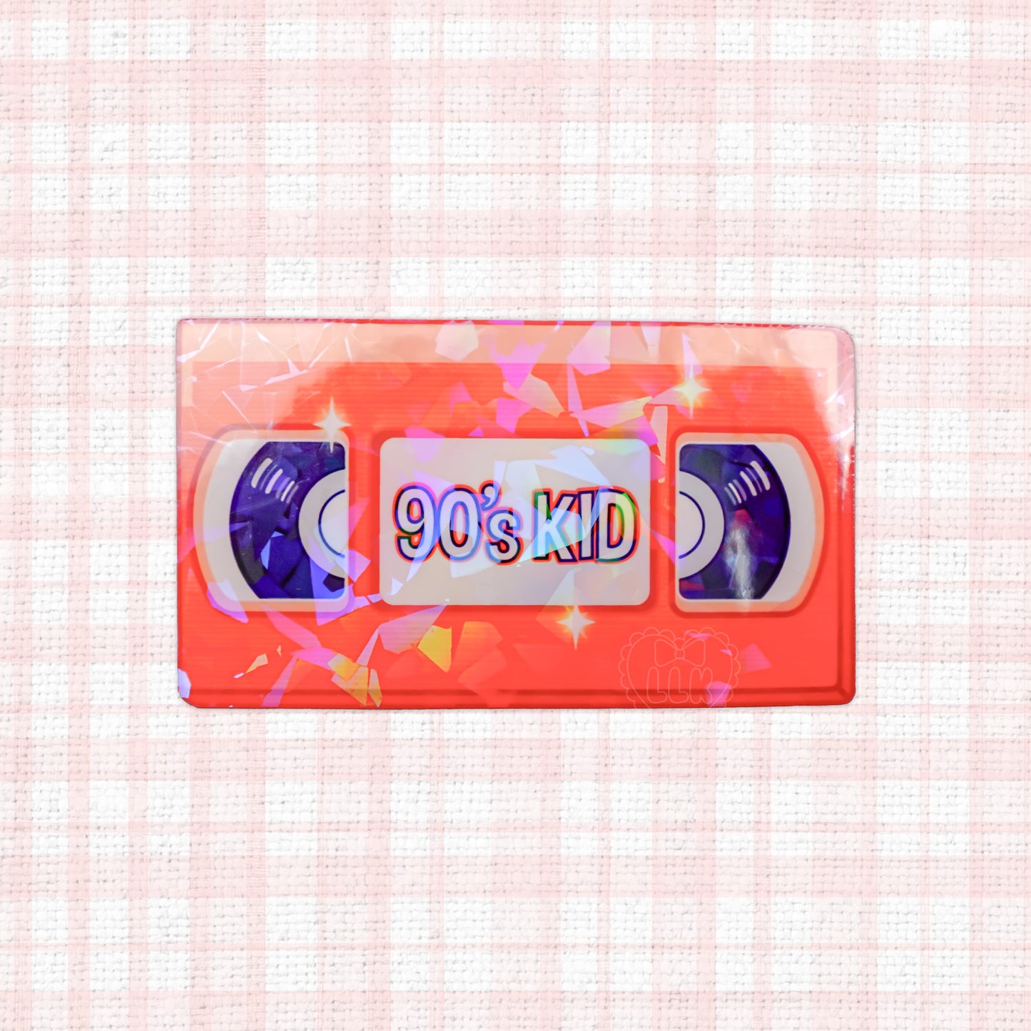 Holographic orange VHS tape sticker