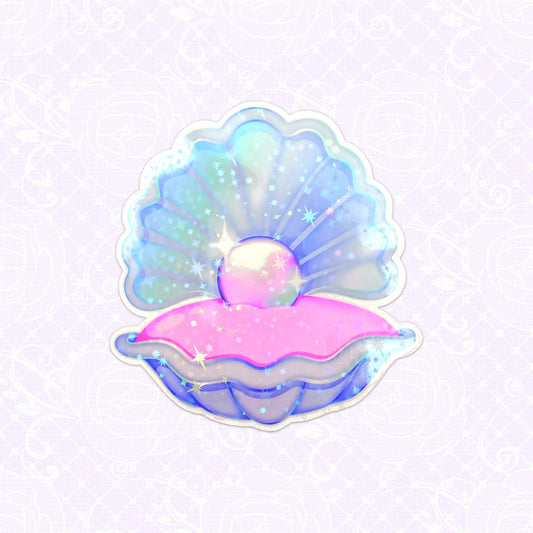 Holographic oyster with pearl sticker