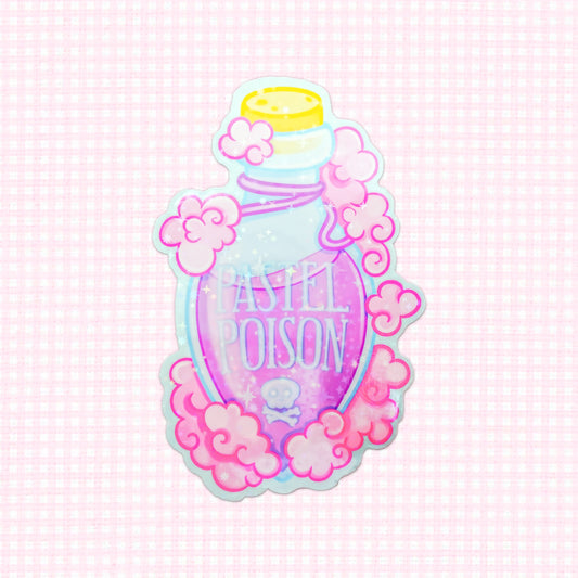 Holographic pastel poison bottle sticker