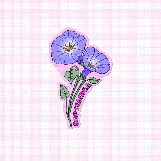 September Morning Glory Birth Month Flower Vinyl Sticker